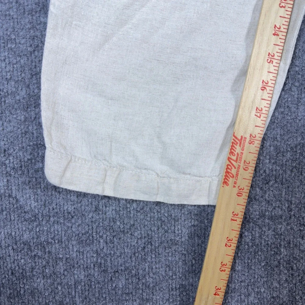 Caribbean Mens 38x30 Linen Pants Cream Off White Elastic Waist Summer Beach
